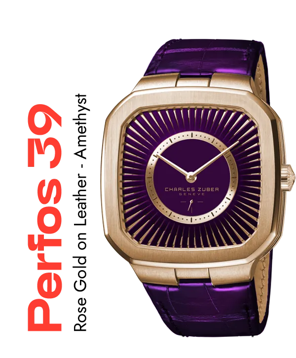 Perfos 39 Rose Gold on Leather Amethyst 1