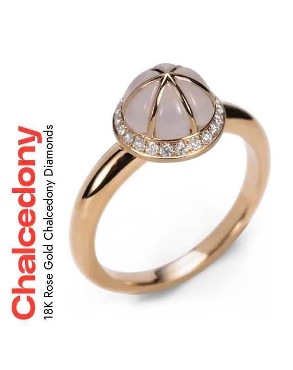 mini Pomander Rose Gold Chalcedony Diamonds