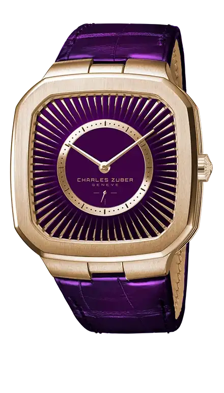 Charles Zuber Perfos 39 Rose Gold on Leather Amethyst