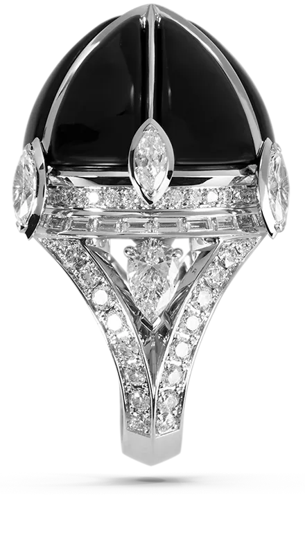 ring white gold black jade diamonds